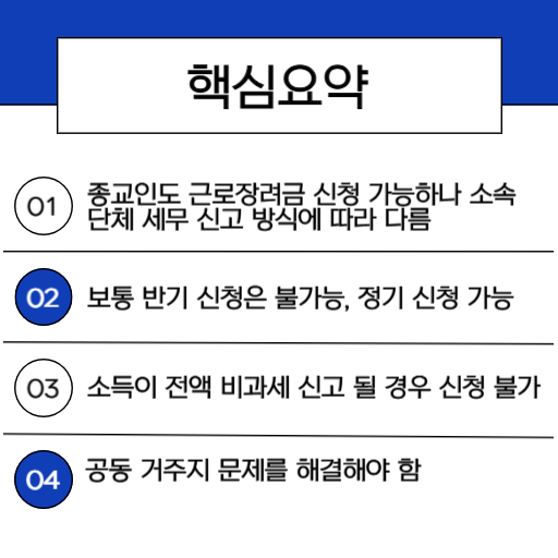 2026 반기 종교인근로장려금 신청을 위해서는 이것 꼭 지키셔야 합니다_2.핵심요약